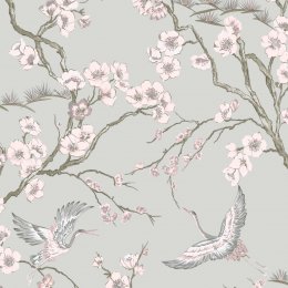 Graham & Brown Japan Grey Pink Wallpaper 105985