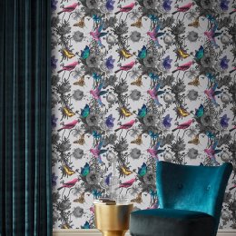 Graham & Brown Jardin Grey Wallpaper Room Shot