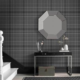 Graham & Brown Heritage Plaid Charcoal Room