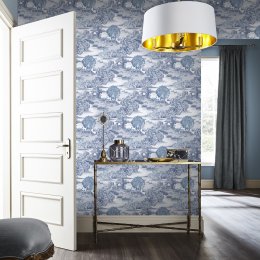 Graham & Brown Edo Toile Blue Wallpaper Room