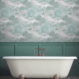 Graham & Brown Edo Toile Blue Wallpaper Room