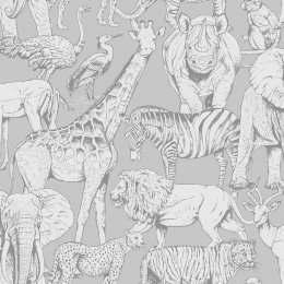Superfresco Easy Jungle Animals Grey Wallpaper 108567