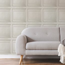 Fresco Wood Panel Neutral Wallpaper Room