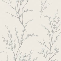 Laura Ashley Pussy Willow Off White/Steel Wallpaper 113359