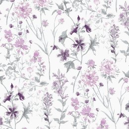 Laura Ashley Wild Meadow Pale Iris Wallpaper with delicate flowers