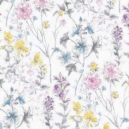 Laura Ashley Wild Meadow Multi Wallpaper with vibrant flowers