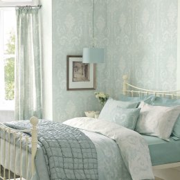 Laura Ashley Josette Duck Egg Wallpaper 113380