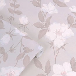 Laura Ashley Fleurir Sugared Violet Wallpaper 114918