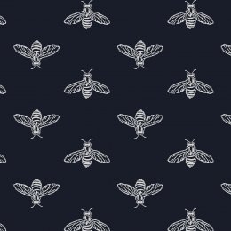 Joules Block Print Bee French Navy Wallpaper