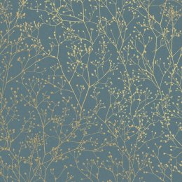 Clarissa Hulse Gypsophila Airforce Blue & Soft Gold Wallpaper