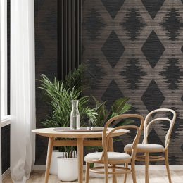 Superfresco Serenity Geo Black/Rose Gold Wallpaper Room