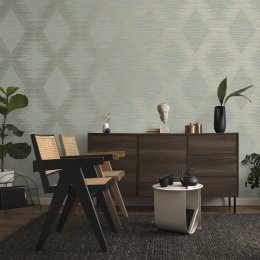 Superfresco Serenity Geo Sage and Pale Gold Wallpaper Room