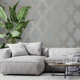 Superfresco Serenity Geo Grey/Rose Gold Wallpaper Room