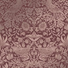 Morris at Home Strawberry Thief Fibrous Burgundy Wallpaper