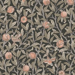 Morris at Home Bird & Pomegranate Charcoal Wallpaper