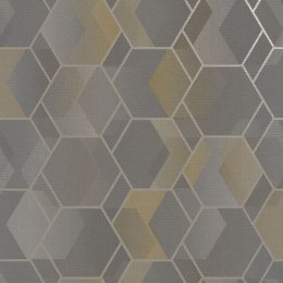 Holden Decor Asik Geo Grey and Yellow Wallpaper 13002