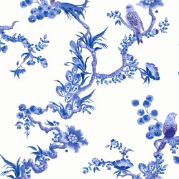 Cath Kidston Birds & Berries Blue wallpaper flat pattern, birds and berries