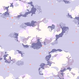 Cath Kidston Silver Linings Violet wallpaper, soft violet cloud print