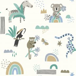 Holden Decor Abstract Animals Blue & Teal Wallpaper 13352