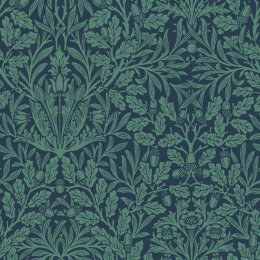 Flat image of Acorn Heritage Blue wallpaper by William Morris at Home