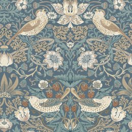 Flat image of Strawberry Thief Washed Blue wallpaper by William Morris at Home