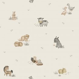 Galerie Farm Animals Beige Wallpaper
