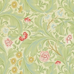 Morris & Co Leicester Green/Coral Wallpaper 212543