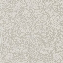 Morris & Co Pure Strawberry Thief Silver & Stone Wallpaper