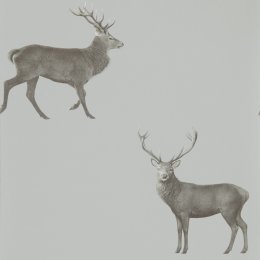 Sanderson Elysian Evesham Deer Silver Grey Wallpaper 216619