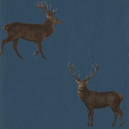 Sanderson Elysian Evesham Deer Indigo Wallpaper 216620