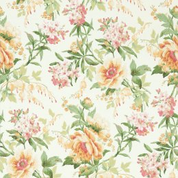 Sanderson Olivia Botanical Green/Orange Wallpaper 217038