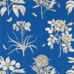 Sanderson Etchings & Roses French Blue Wallpaper 217053