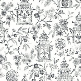 A Street Prints Helaine Black & White Wallpaper