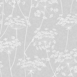 CROWN GREY METALLIC LEAF WILD HEDGEROW FLOWERS FEATURE DESIGNER WALLPAPER M1188 