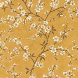 Rasch Blossom Mustard and Cream Wallpaper 456721