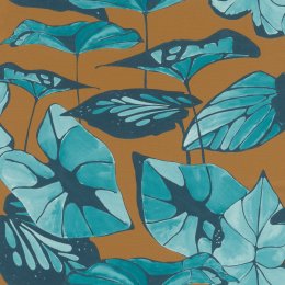Rasch Amazing  Lotus Leaves Cognac/Teal Wallpaper 539660