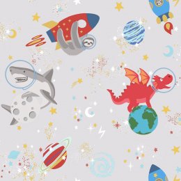 Holden Decor Space Animals Grey Wallpaper 90920