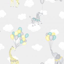 Holden Decor Animal Balloons Grey Wallpaper 91041