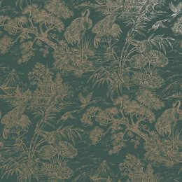 Holden Decor Cranes Natoru Aqua & Gold Wallpaper