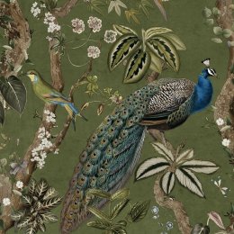 Holden Decor Peacock Cassia Green Wallpaper