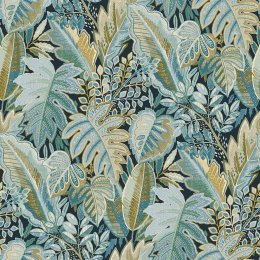 Grandeco Tribal Leaf Blue Wallpaper A58403