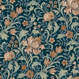 Grandeco Marian Navy & Terracotta Wallpaper A67101