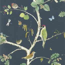 Sanderson Woodland Chorus Charcoal Wallpaper