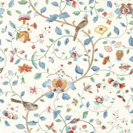 Sanderson Arils Garden Indigo & Red Wallpaper