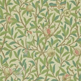 Morris & Co Bird and Pomegranate Bayleaf & Cream Wallpaper