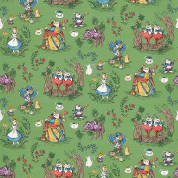 Sanderson Alice in Wonderland Gumball Green Wallpaper