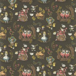Sanderson Alice in Wonderland Chocolate Wallpaper