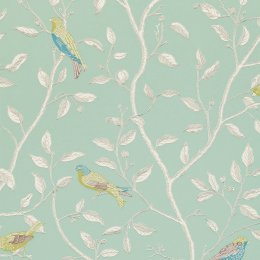 Sanderson Finches Duck Egg Wallpaper DOPWFI103