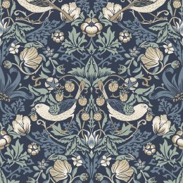 Galerie Fragaria Garden Blue/Tan/White Wallpaper