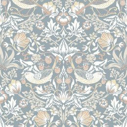 Galerie Fragaria Garden Blue/White/Blush Wallpaper